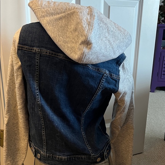 Levi's Blue Denim Jacket with Gray Hood - Picture 3 of 5